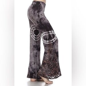 T-PARTY Lace Bell Bottom Tie Dye YOGA Pants